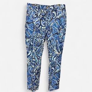 Lilly Pulitzer Blue Floral Patterned Cropped Jeans